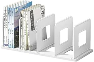 Book Organizer For Desk - 4 Compartments Detachable Book Storage Rack, Tabletop File Holder | Desktop Divider Office Home, La
