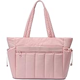 FFOGH Tote Bag for Women, Lightweight Puffer Tote Bag with Compartments, Quilted Shoulder Bag Handbag with Zipper for Work