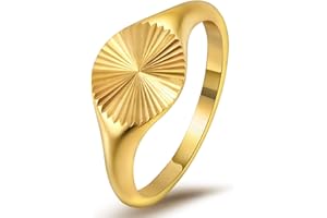 YeGieonr Gold Rings for Women Non Tarnish Stainless Steel Ring, Hypoallergenic Gold Signet Ring, Womens Rings Jewelry