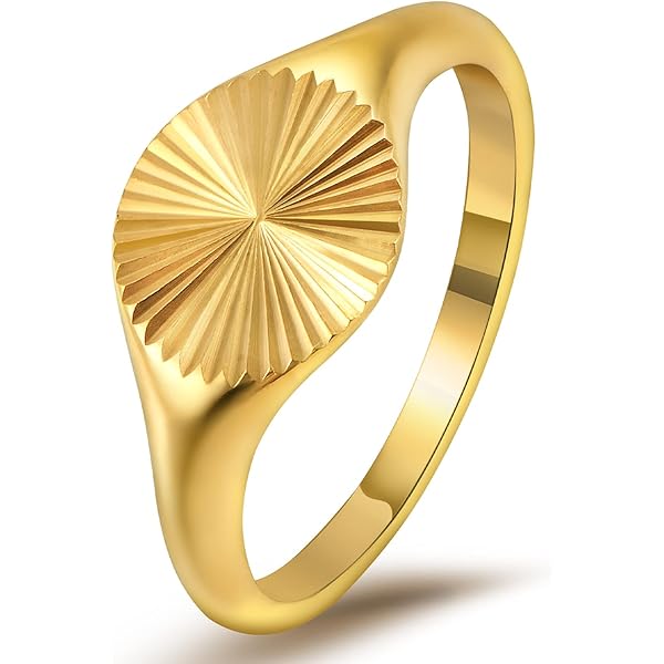 Elefezar Stainless Steel Sun Burst Statement Ring 18K Gold Plated