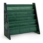 Humble Crew 4-Tier Kids Bookshelf, Camo Wood/Green - Premium Book Shelf for Kids Rooms with Four Deep Pockets - Toddler Sling Book Rack with Deep Sleeves, Nursery Bookcase Organizer