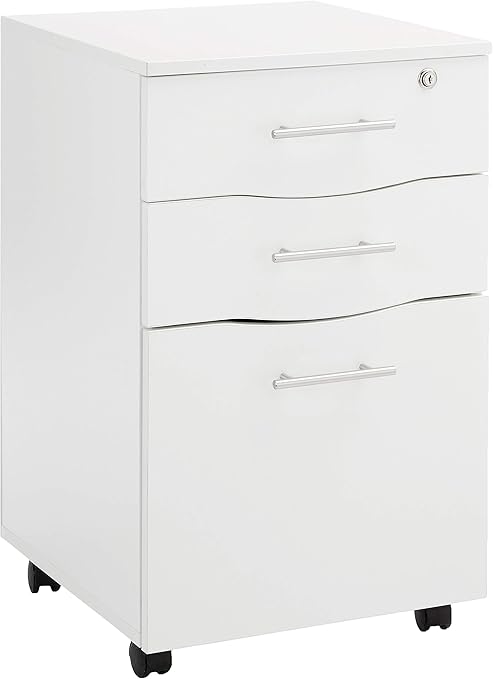 Amazon Com Mobile 3 Drawer Lockable White Under Desk Pedestal