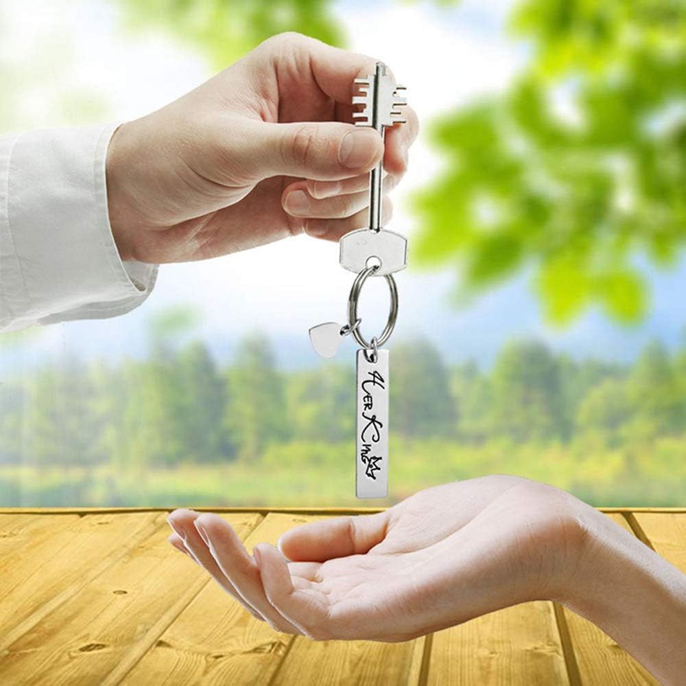 Pair of Couple Keyrings with Engraving His Queen and Her King Crown - Image 5