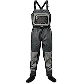 Dark Lightning Breathable Insulated Chest Waders, Perfect for 4 Seasons Fly Fishing Stocking Foot Waders for Men and Women