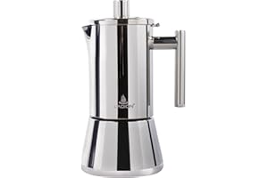 LAOION Stovetop Espresso Maker, 6Cup 10 oz Moka Pot, Stainless Steel Cuban and Italian Coffee Maker for Cafetera Cubana, Greca De Cafe Induction Stovetop Compatible, Coffee Gift for Home Travel