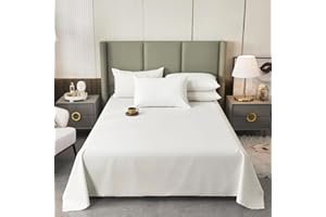 Akiky Flat Sheet Brushed Microfiber Bed Top Sheet Waterproof Bedding Flat Sheet for Queen King Size Bed,Luxury&Soft Bedspread(White)