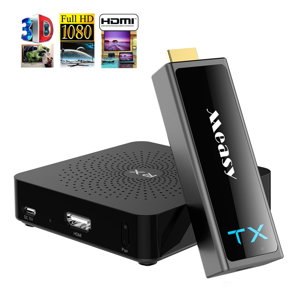MEASY Wireless HDMI Transmitter Receiver Extender 1080P Kit W2H MINI II transmit with uncompressed video up to 30m/100 ft,60GHZ
