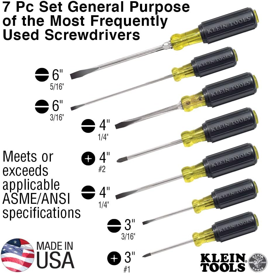 KLEIN TOOLS 7 Piece Cushion-Grip Screwdriver Set 85076, Multi - Image 4