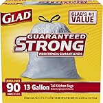 Glad Tall Kitchen Drawstring Trash Bags, 13 Gallon, 90 Count, (Packaging May Vary)