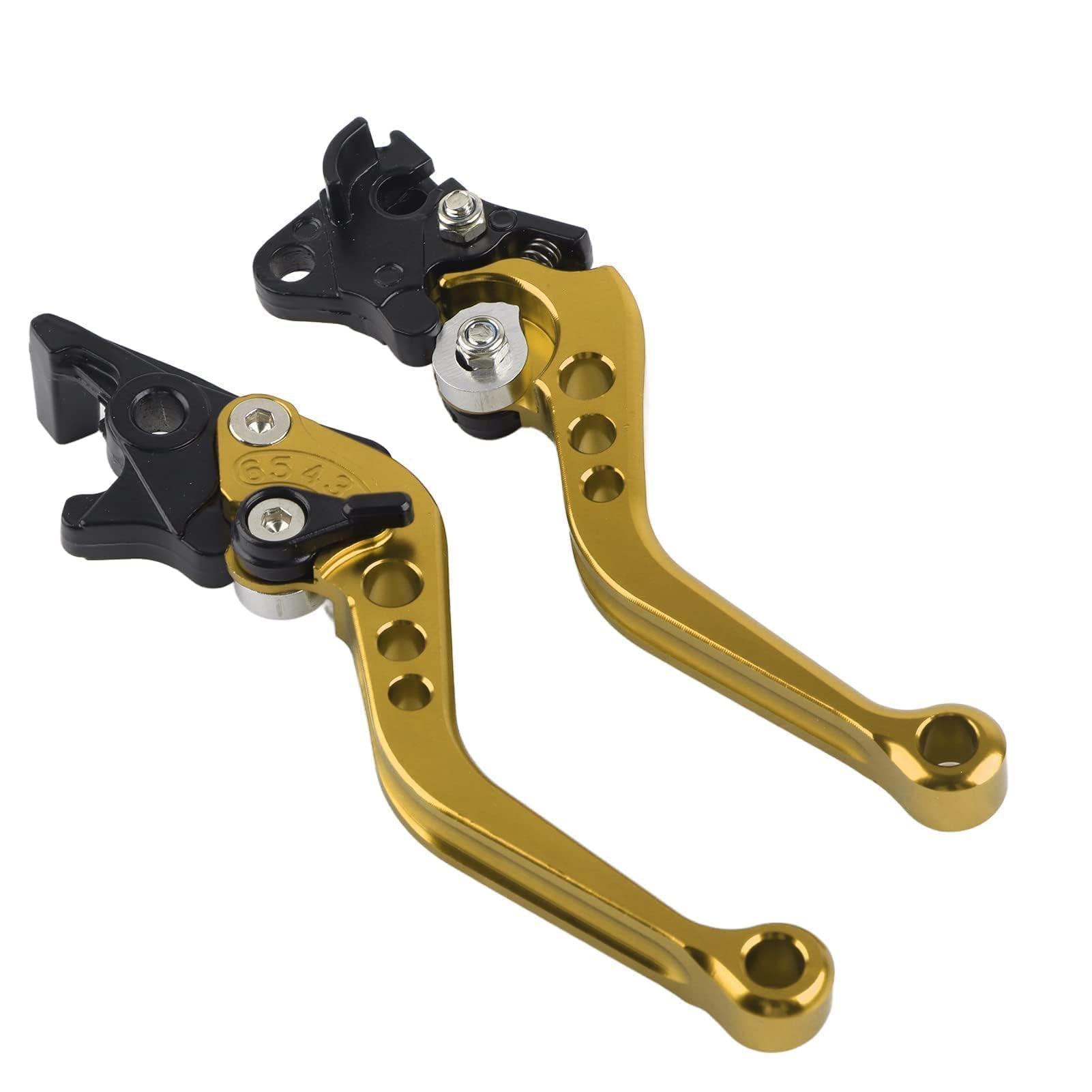 1 Pair Bike Brake Handle, 16cm/6.4in Left Handle, 19cm/7.2in Right Handle, Diameter 6mm/0.2in Left Handle D 8mm/0.3in Right Handle Motorcycle Clutch Drum Brake Lever for Bike (Yellow)