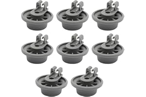Aynaxcol 8Pcs Dishwasher Lower Wheel Assembly 611475 Replacement for Bosch Dishrack Lower Rack Wheel Replace# bsh-00611475 1559847 AH3477735 AH8727387 Grey