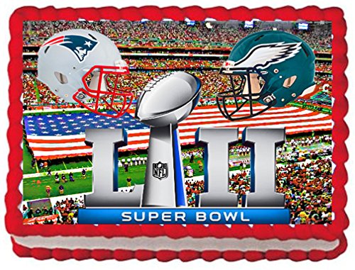 Super Bowl 52 New England Patriots VS Philadelphia Eagles Football Party 1/4 Sheet Cake Topper.