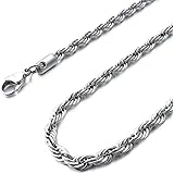 MENDION Jewellery Necaklace - Mens Womans Silver Rope Twist Chain Stainless Steel Links Necklace