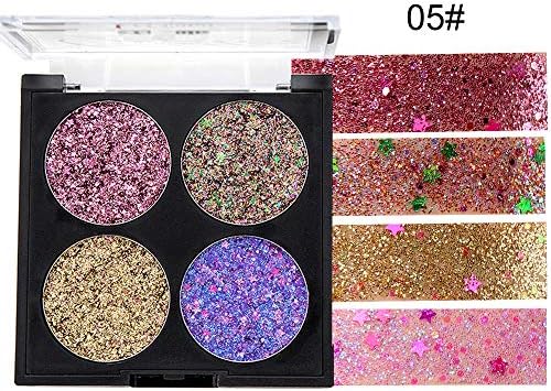 4 Colors Glitter Matte Eyeshadow Palette Charming Metallic Eye Shadow Palette Shimmer Eye Shadow Cosmetic Palette Professional Make Up Palette (E)