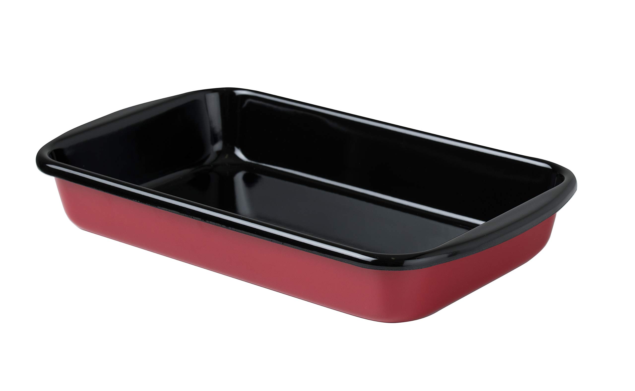 Riess, 0435-020, Casserole 36/21.5, Classic - Color RED, length 40 cm, width 23.5 cm, height 5.7 cm, enamel, red/black, frying pan, roaster, induction