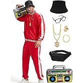Deaboat 80s Tracksuit for Men - Retro Windbreaker Outfit 90s Mens Track Suits Sportswear Hip Hop Disco Party Costume Set