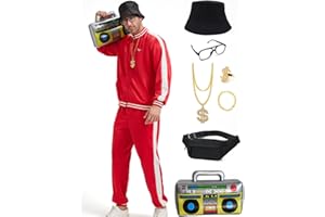 Deaboat 80s Tracksuit for Men - Retro Windbreaker Outfit 90s Mens Track Suits Sportswear Hip Hop Disco Party Costume Set