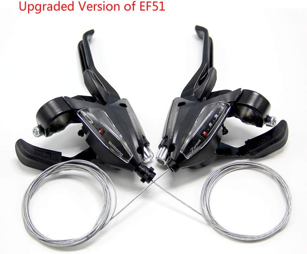 Shimano gear lever V brake ST EF500 set, gear lever brake lever with brake cable, 7-speed gear shift brake combination with gear indicator, the upgrade of EF 51, black (3 x 7 gears).