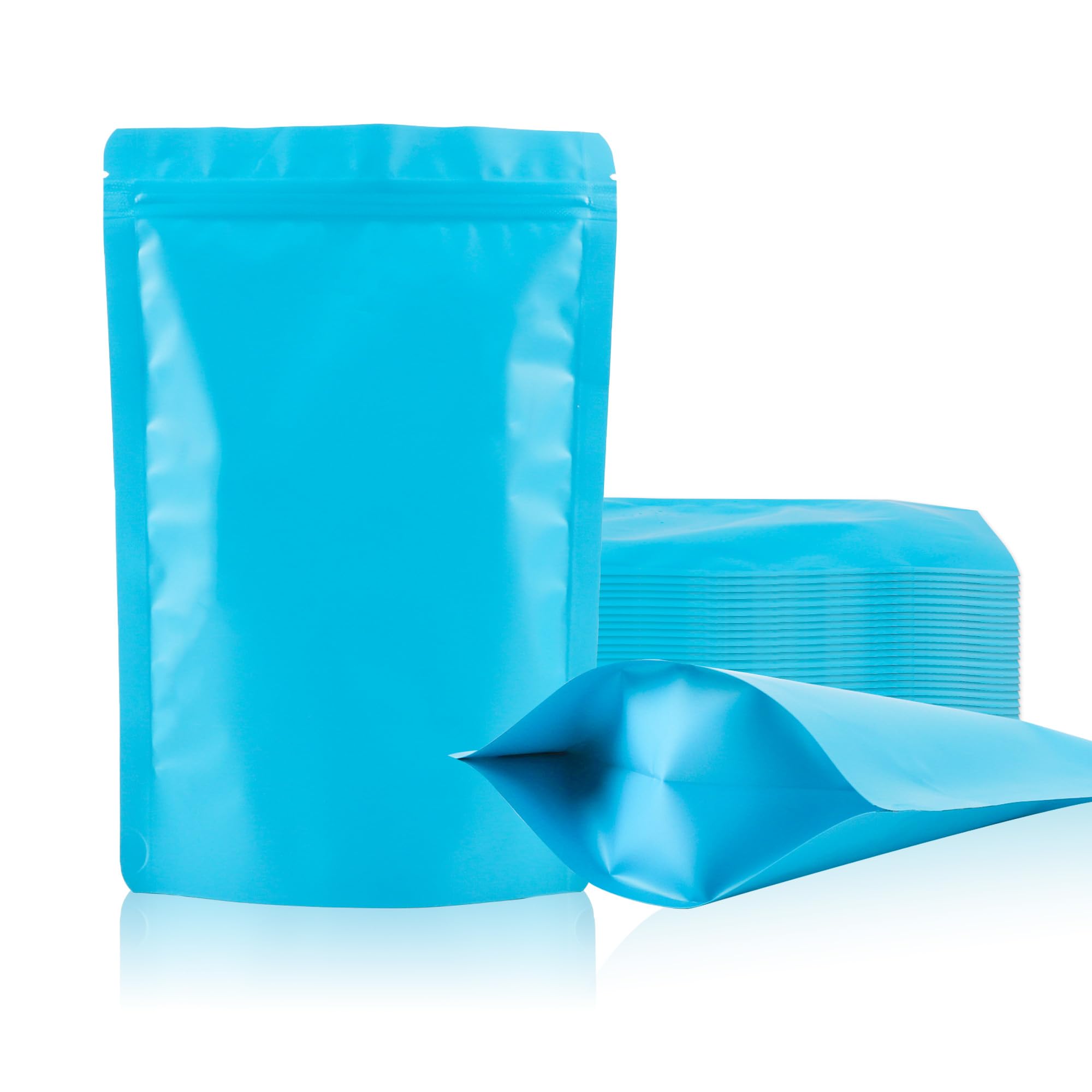 Photo 1 of 100 Pack Stand up Bags, Resealable Bags, Smell Proof Bags for Sealing Storage, Scratch Resistant Hand Storage Bags. (Blue, 6.3×9.4 inch)