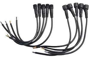 5 Pairs IP65 2/3-Pin 22AWG Wire LED Male and Female Cable Connector for DC 12V Surveillance Camera, 20cm Length, Black(2PIN)