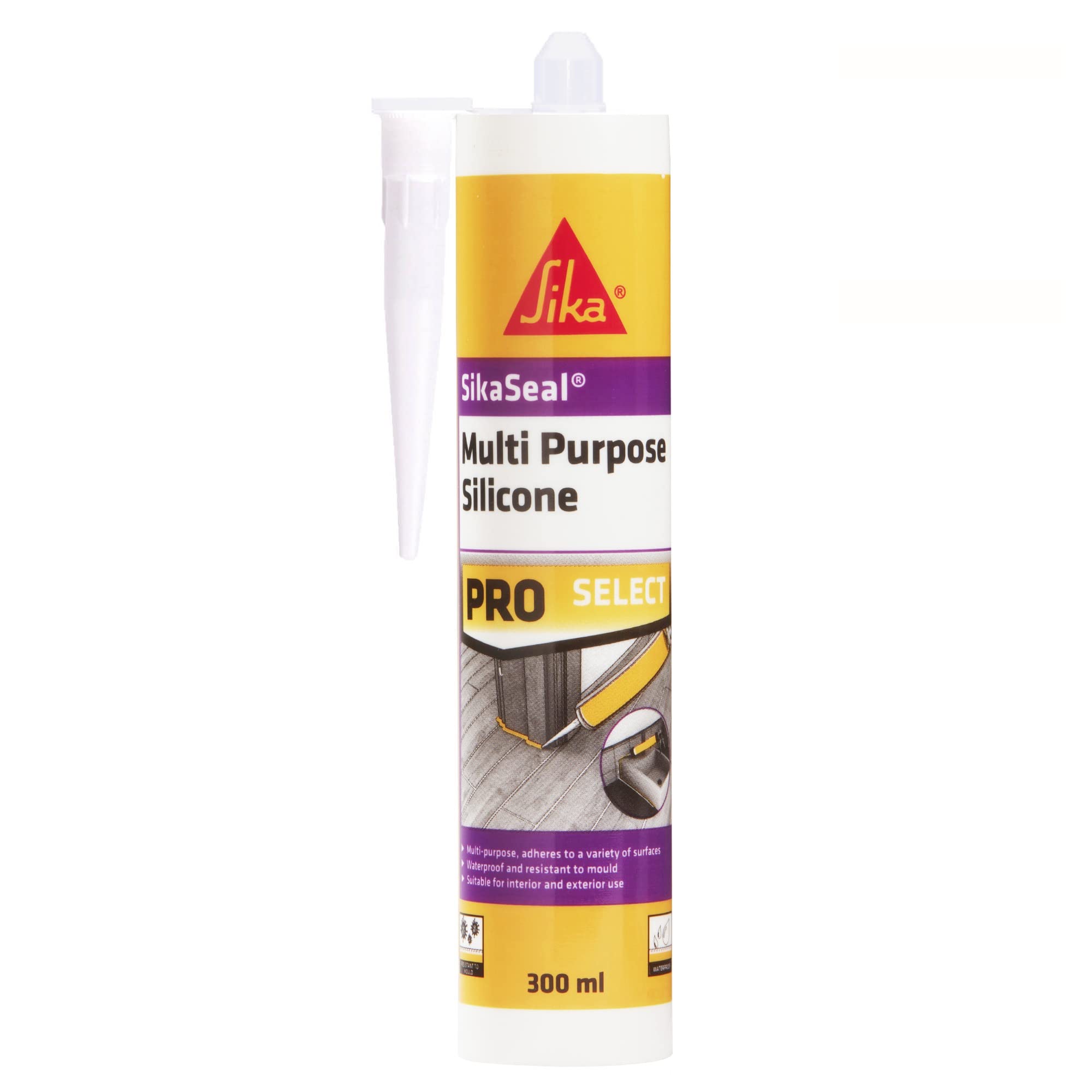 Sika SikaSeal Multi-Purpose Silicone Sealant – Waterproof – Excellent Flexibility – Suitable for Internal and External Use – White – 300ml