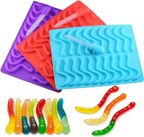 20 Cavity Silicone Gummy Snake Worms Chocolate Mold Sugar Candy