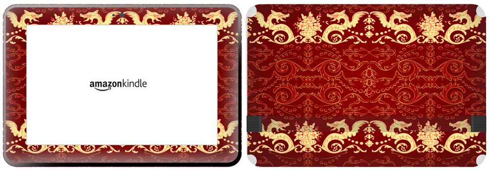 Get it Stick it SkinTabAmaFireHD89_69 Maroon Background with Gold Dragon and Floral Pattern Skin for 8.9-Inch Amazon Kindle Fire HD