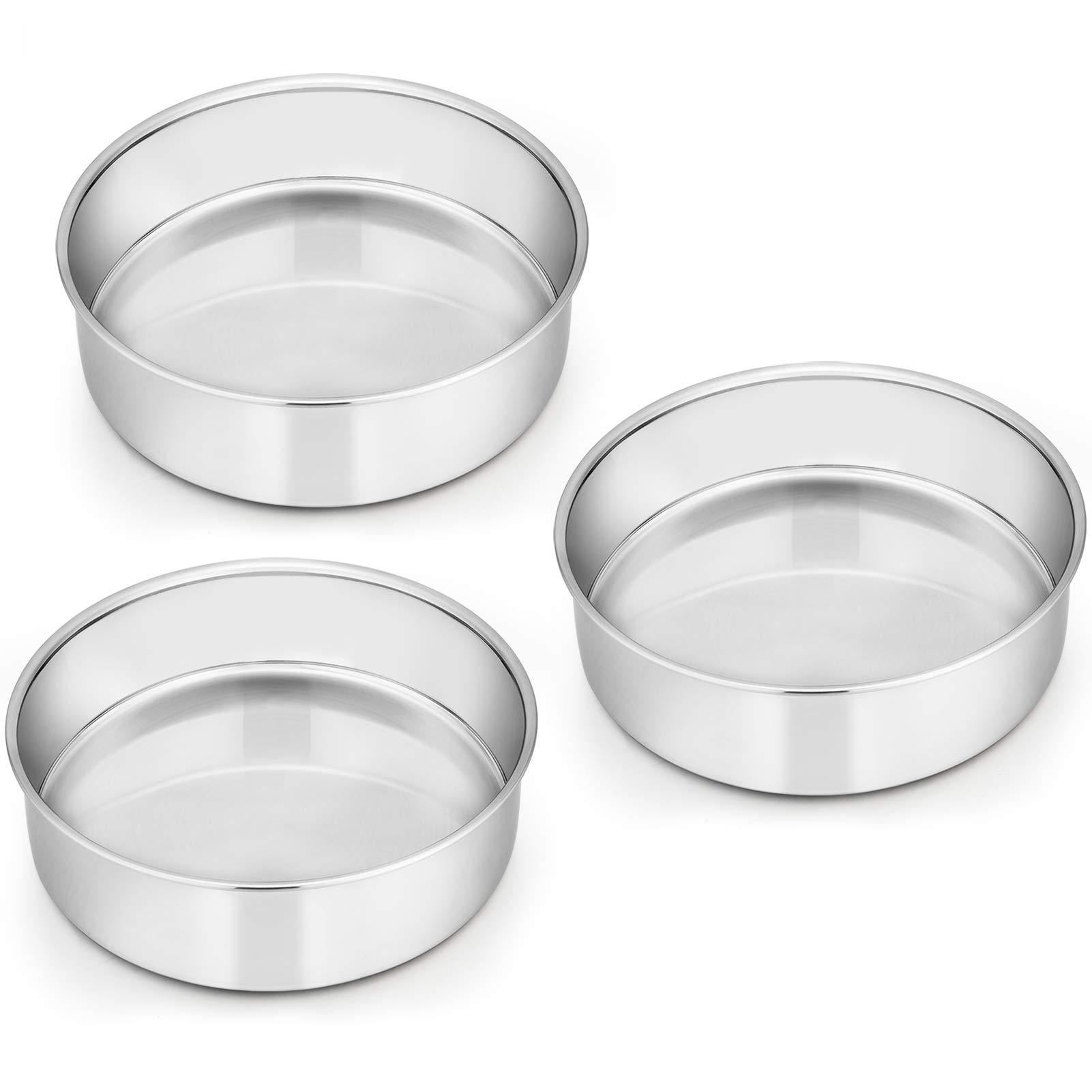 Homikit 6 Inch Cake Tin, Stainless Steel Round Cake Pans Set of 3, Great for Baking Christmas Birthday Wedding Layer Cakes and Bread, Healthy & Sturdy, Mirror Finished & Dishwasher Safe