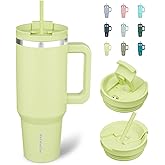 BJPKPK Tumbler With Handle 40 oz Stainless Steel Insulated Tumbler With Lid And Straw For Water Or Ice Coffee,Macaron Green