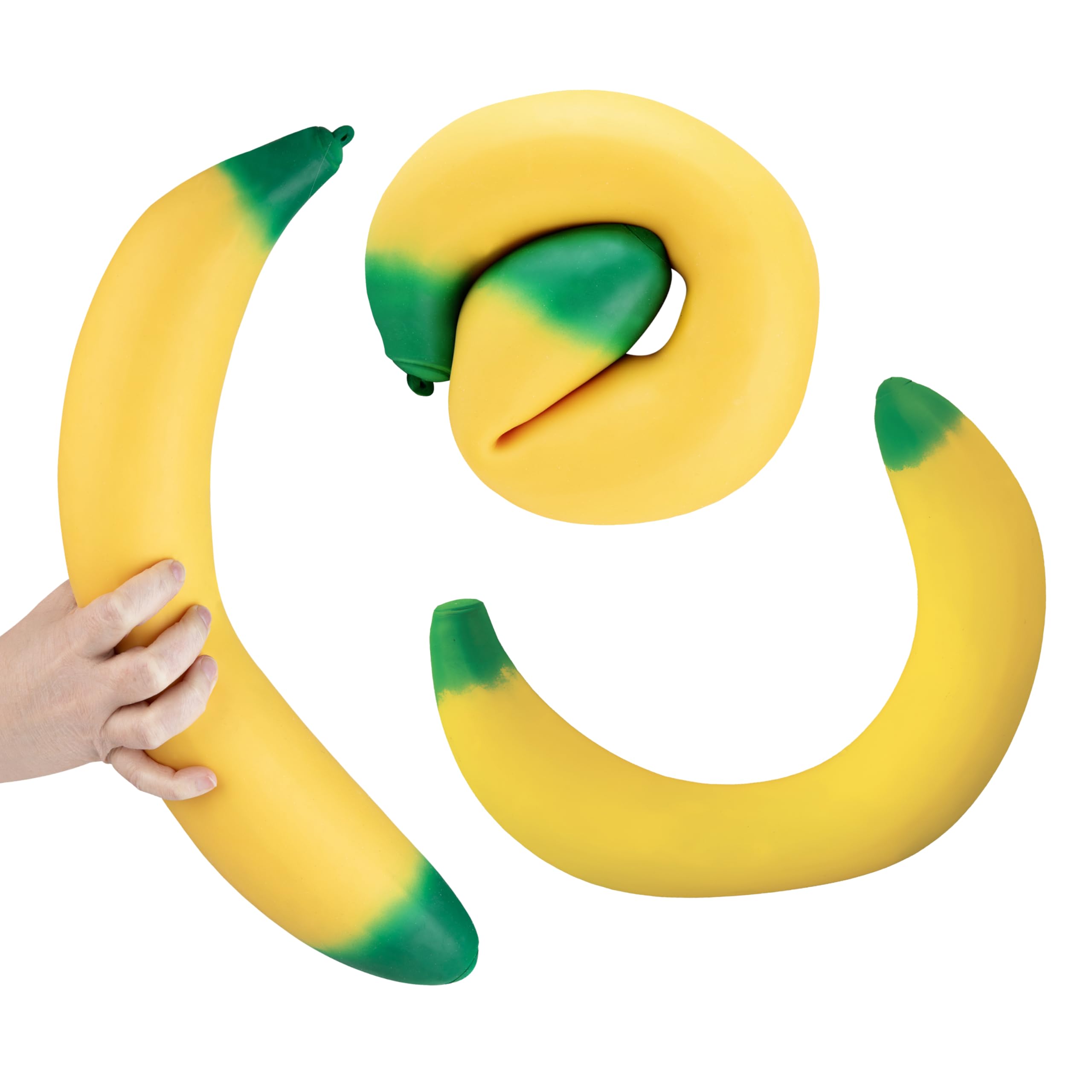 ORB Easy Sqweezy Giant Stretchy Banana - Stretches Up to 6 Feet Long - Huge Jumbo Sized Squishy Fruit Toy, Perfect to Squeeze for Stress Relief - Fun Sensory / Fidget Novelty Toy for Kids and Adults