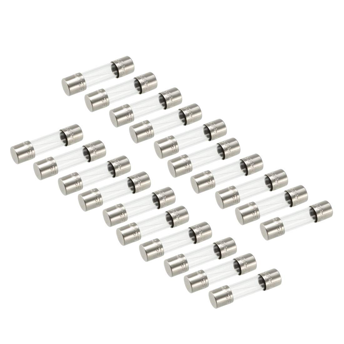 sourcing map Slow Blow Glass Cartridge Fuse Tube Time Delay Fuse 5mm x 20mm 250V 0.5A 20Pcs