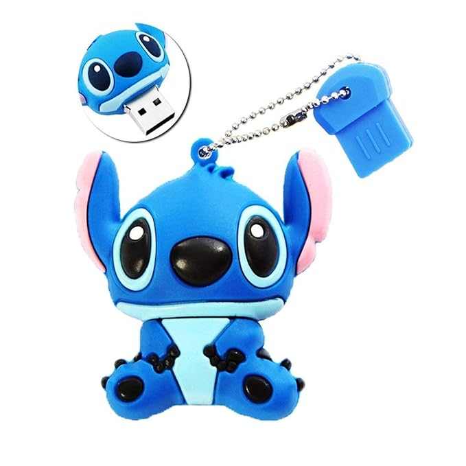 escoo Speicherstick 16 GB DataTraveler USB 2.0 High-Speed Silikon, niedliche Cartoon-Figur Stitch, Blau, blau, 16 GB