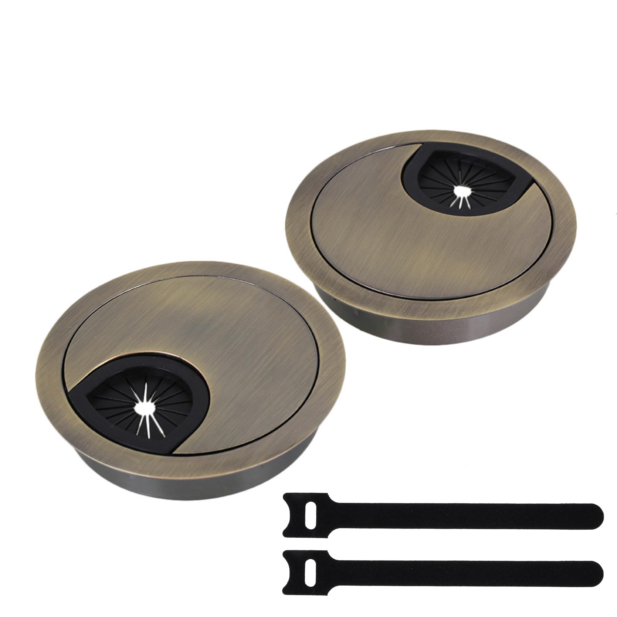 Doublelife SHANOER 2PCS Metal Cable Grommet Bronze (Zinc Alloy) for Management of Office & Computer Desk Wires (60mm/2.36inch)