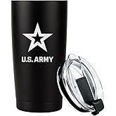 Military Gift Shop 20oz US Army Tumbler, Double-Walled Insulated Steel USA Coffee Mug with Lid-Army 20oz Tumbler