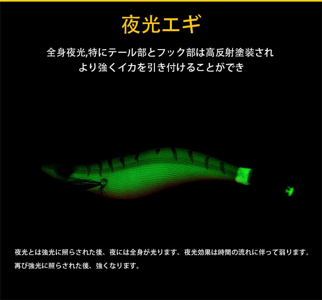Amazon Tenkisy エギ 餌木 イカ釣り セット 夜光エギ エギング フィッシング ルアー セット 漁具 夜光浮きスッテ 2 5号 3号 3 5号 10本セット イカ タコ専用 エギケース付き 2 5号夜光 ルアー