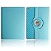 BoriYuan iPad 4&3&2 360 Degree Rotating Stand PU Leather Case Protective Flip Folio Detachable Soft Rubber Cover For Apple iPad 4/ iPad 3/ iPad 2 with Card Slot+Screen Protector+Stylus (Light Blue)