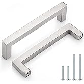 Probrico 30 Pack 5 Inch Kitchen Cabinet Handles Stainless Steel Drawer Dresser Pulls Cupboard Square Bar Pulls Brushed Nickel 5.5 Inch Total Length