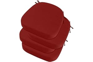 idee-home Outdoor Chair Cushions Set of 4, 17" x 17" x 3" Thick D-Shaped Patio Furniture Outdoor Seat Cushions Waterproof with Ties, Dining Pads