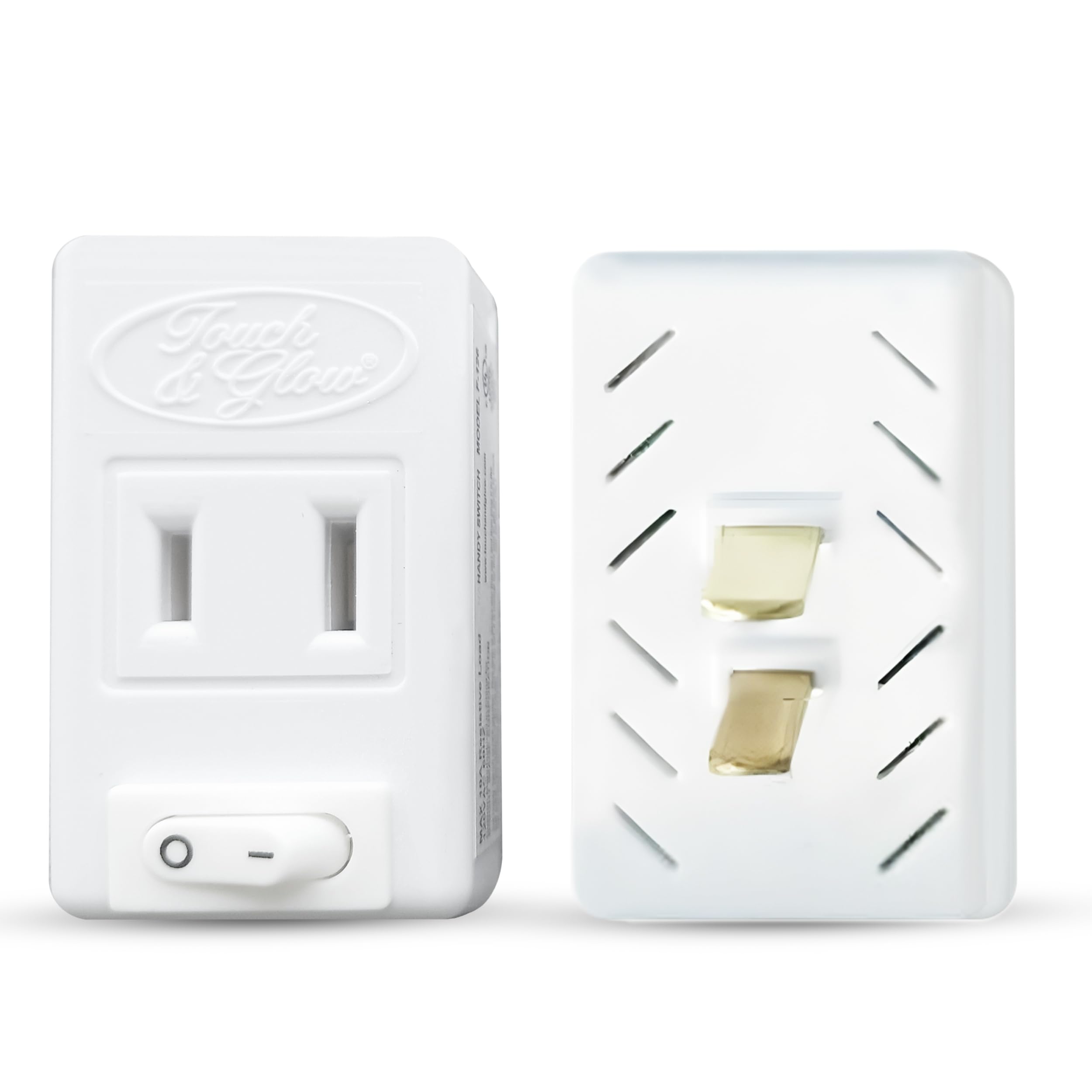 Photo 1 of Touch & Glow - 2 Prong Outlet Switch - Single Port Outlet Extender with On/Off Switch - Power Plug for Kitchen Appliances, Lamp, Holiday Lights, Table Fans - Compact Power Adapter (White)
