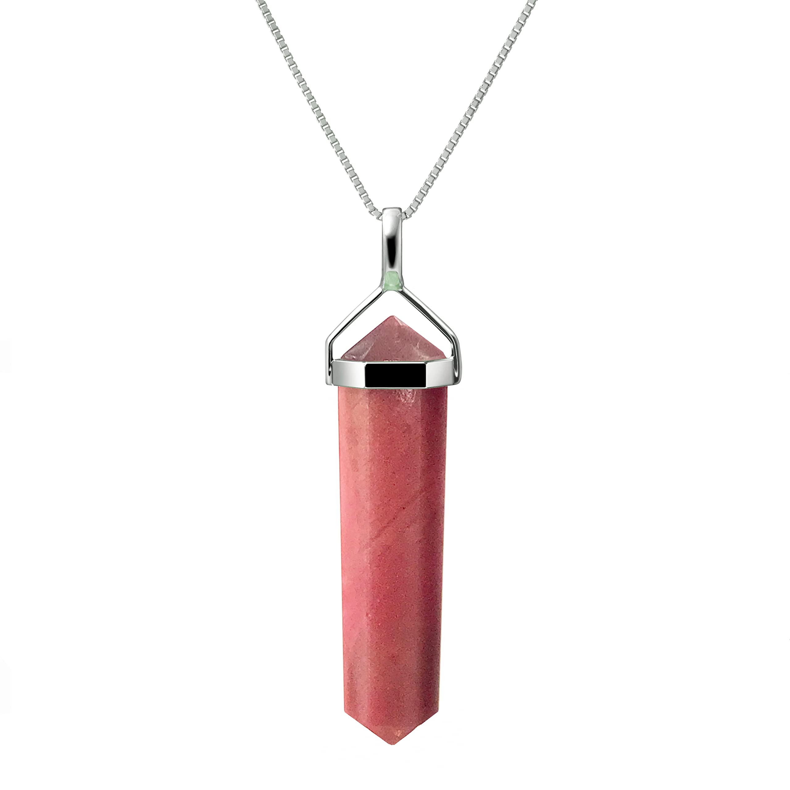 Franki Baker Sterling Silver Australian Rhodonite Gemstone Double Point Pendant Necklace Chain Length: 50cm