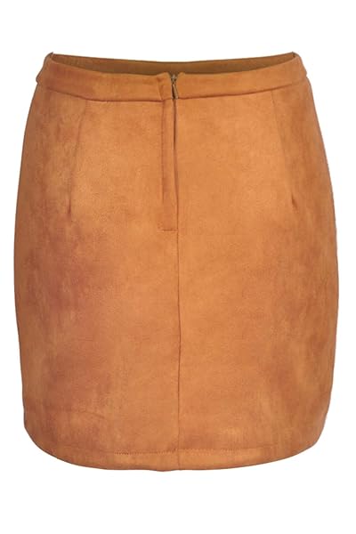 MEYEEKA FAUX LEATHER SKIRT FOR WOMEN VINTAGE HIGH WAIST CLASSIC SLIM MINI PENCIL SKIRT S KHAKI