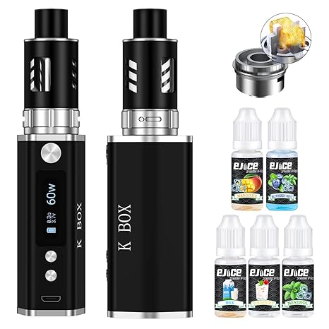 E Zigarette/E Shisha und 5x10ml E liquids Starterset, DORNVAP Mod Kit mit 2200mah Integriertem Akku, 2.0ml/0.3ohm Tank Verdam
