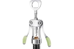 KORCCI Wine Opener, Heavy-Duty Zinc Alloy Wing Corkscrew, Premium Beer Bottle Opener, Multifunctional Wine Accessories with E