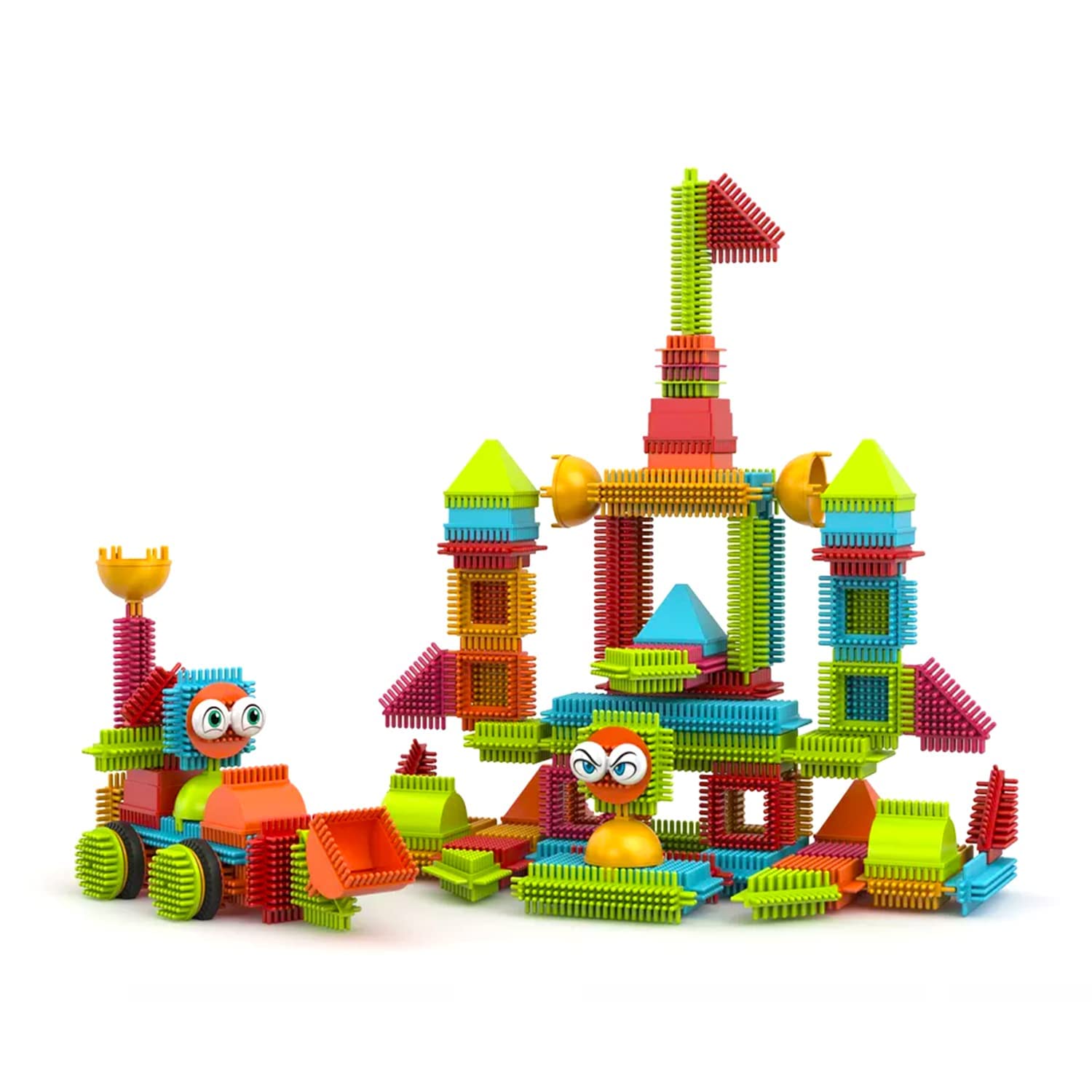 Contixo 144 pcs Bristle Shape 3D STEM Building Toys, Construction Learning Stacking Educational Block, Creativity Beyond Imagination, Inspirational, Safe & Durable, Recreational Toy for Kids Ages 3-8