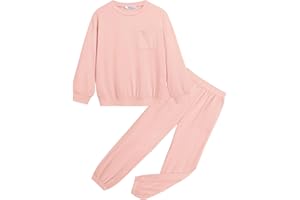 Arshiner Girls 2 Piece Outfits Casual Clothing Sets Long Sleeve Pullover Sweatshirts and Sweatpants with Pockets 5-13 Years