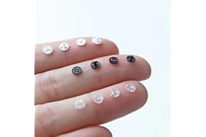 PEACHCOR 4mm/0.16" Super Tiny Plastic Snap Closures, Mini Doll Buttons, Doll Size Dresses Buttons, Snap Fastener for BJD, Blythe Doll Clothes, in White/Black/Clear (20pcs)