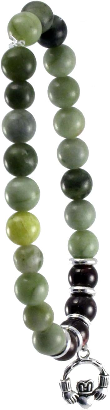 All That Glisters Connemara Marble Beaded Bracelet with Garnets