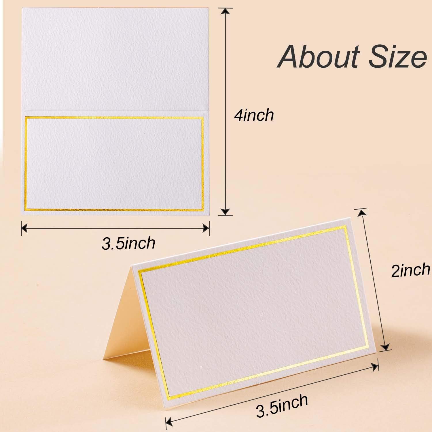 Toncoo 100Pcs Premium Place Cards, Small Table Cards with Gold Foil Border, Escort Cards, Name Cards, Wedding Place Cards for Wedding, Table, Dinner Parties, Seating Cards, 2" x 3.5": Home & Kitchen