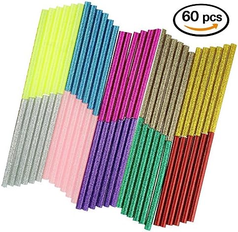 60 PCS Glitter Hot Glue Gun Sticks Hot Melt Glue Sticks Mini for DIY Art Craft