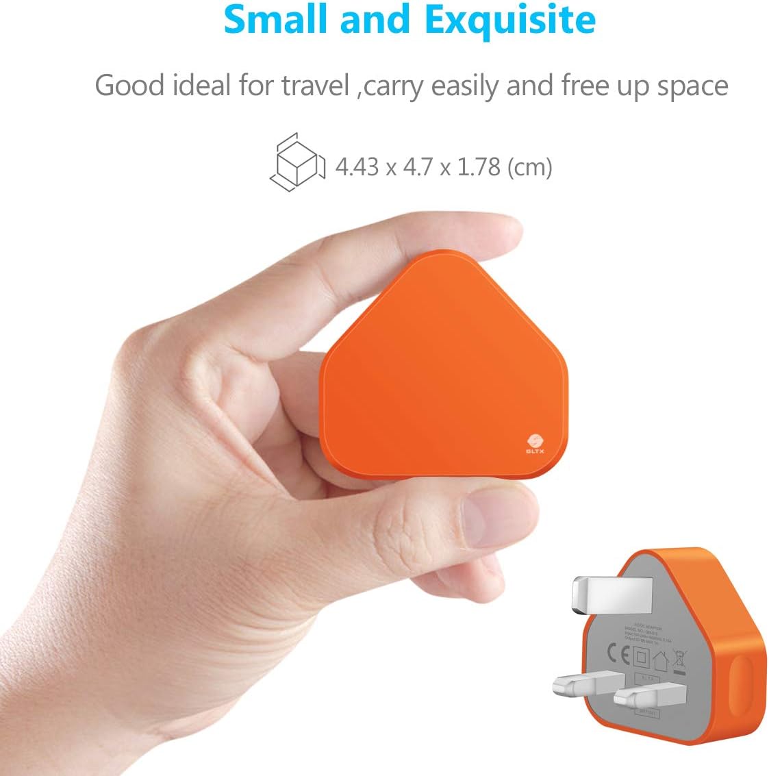 SLTX UK 3 Pin Plug USB Mains Charger Adapter, 1AMP 1000mAh Fast Speed Universal Travel USB Wall Charger USB Socket Devices (Orange) - Image 5